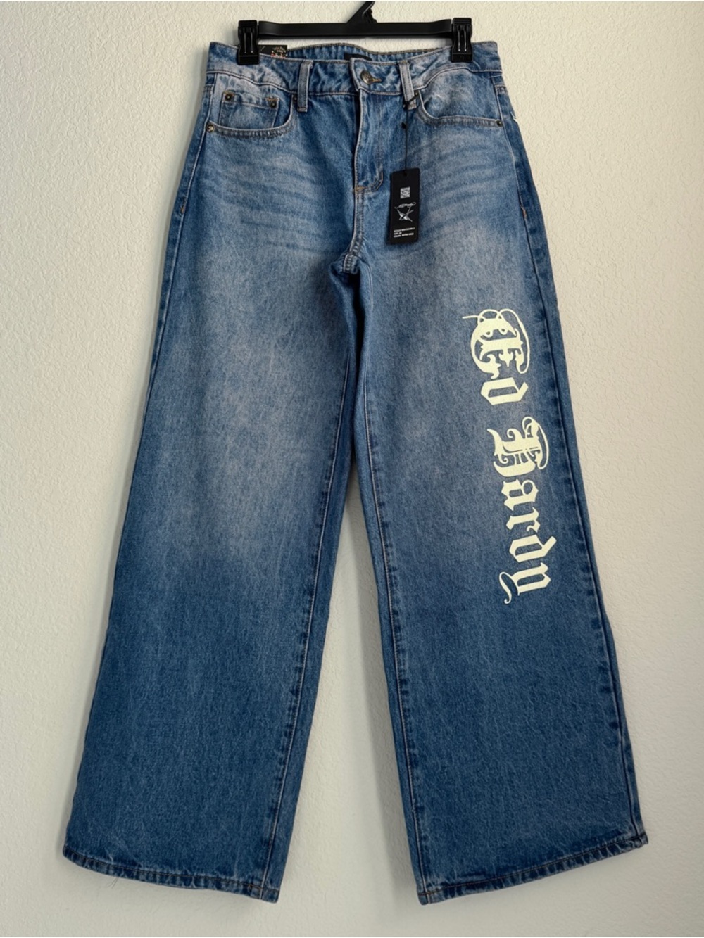 Ed Hardy Blue Denim Baggy Jeans.  NWT. Size 28 - Picture 2 of 11